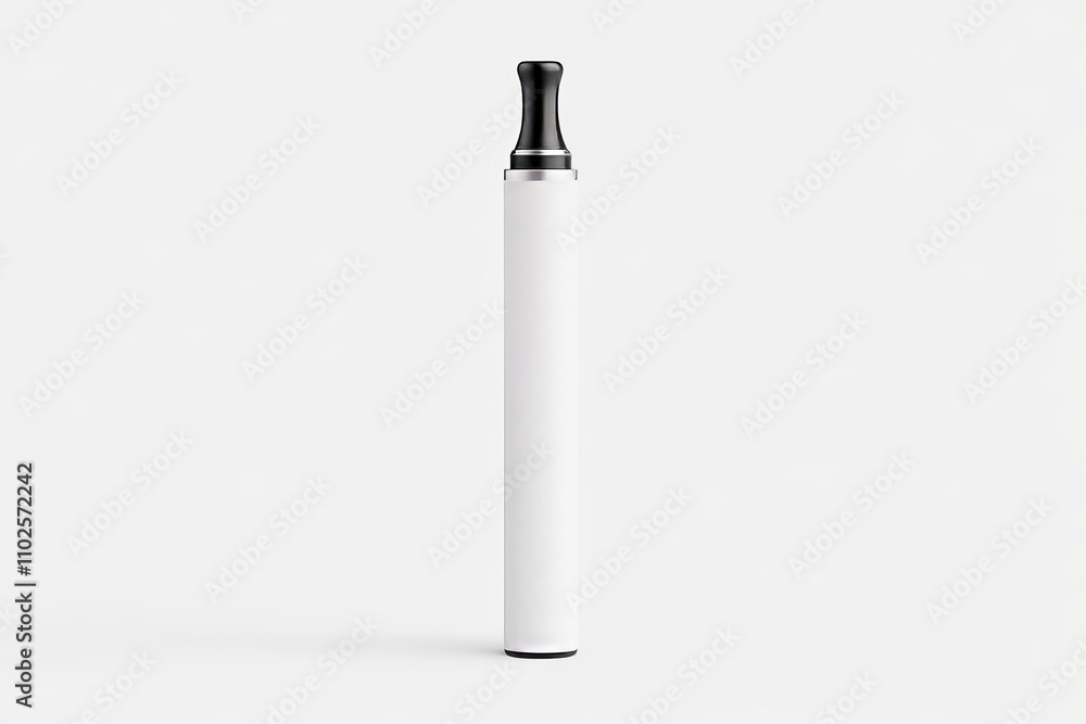 A white vaporizer is shown in a white background, electronic cigarette mockup A white vaporizer is shown in a white background, electronic cigarette mockup