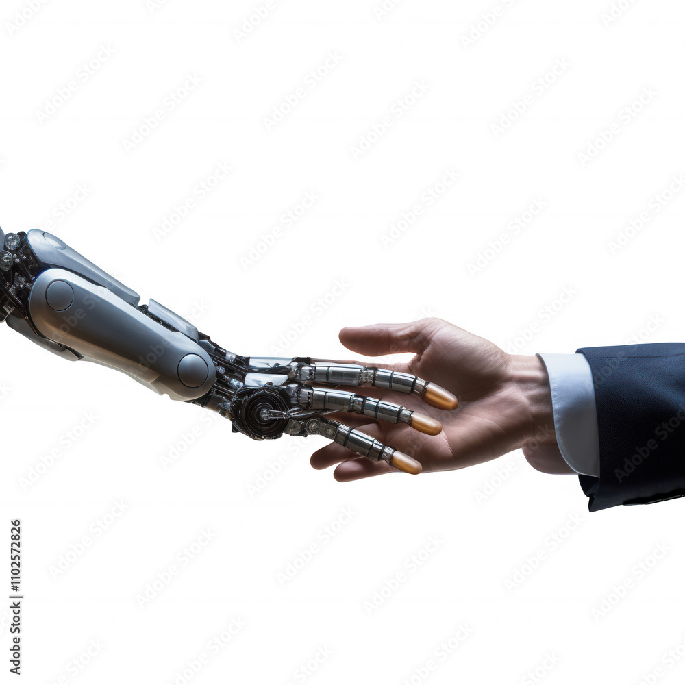 Human Hand Meets Futuristic Robot Arm: AI Interaction & Human Touch Human Hand Meets Futuristic Robot Arm: AI Interaction & Human Touch