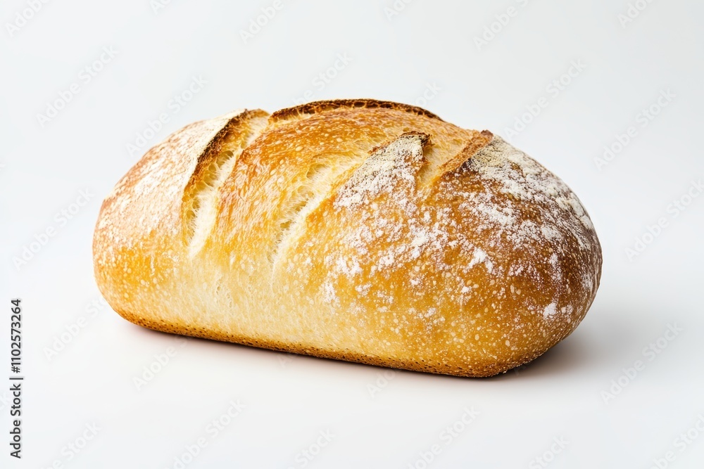 A loaf of bread with a white crust and a few white specks on it A loaf of bread with a white crust and a few white specks on it