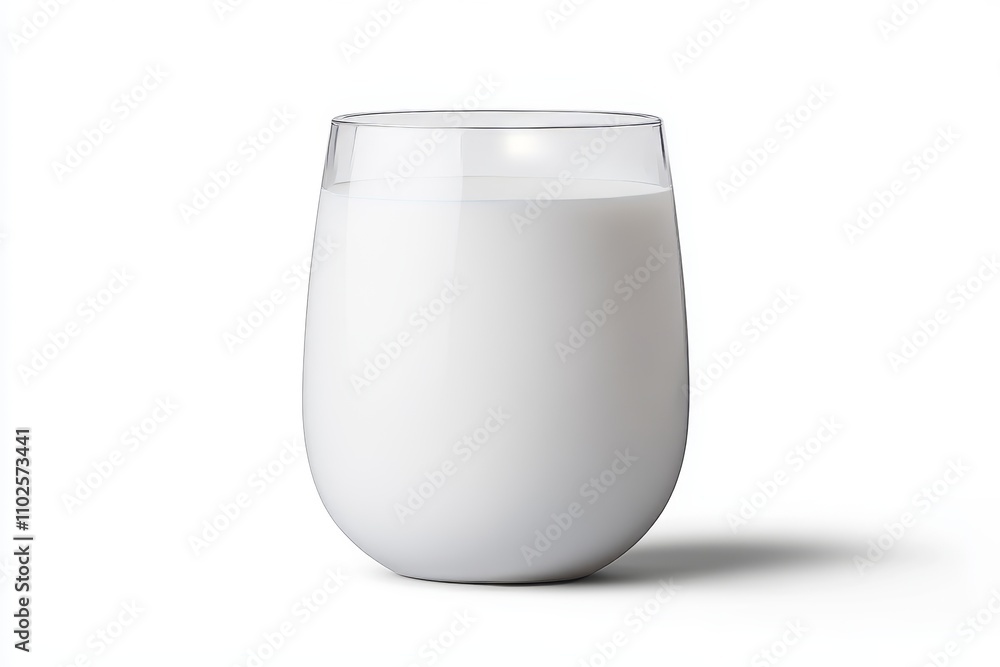 A glass of milk is sitting on a white background A glass of milk is sitting on a white background