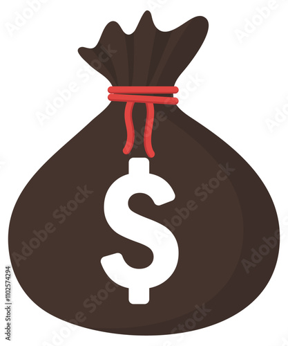 Money bag flat vector icon isolated on white background.