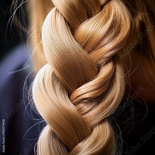 cheveux tressés avec une très belle coiffure sur cheveux blonds en ia, coiffure artistique photo