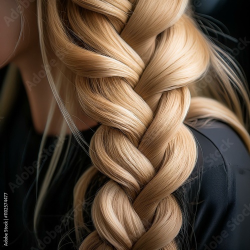 cheveux tressés avec une très belle coiffure sur cheveux blonds en ia, coiffure artistique photo