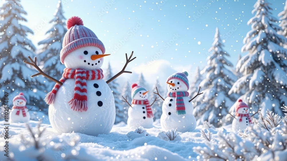 Obraz premium Snowman, Snowmen Postcard Image
