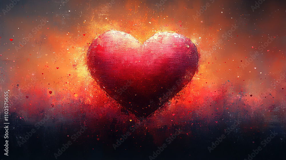Vibrant heart symbol surrounded by a fiery backdrop representing passion and love in an artistic style. Generative AI Vibrant heart symbol surrounded by a fiery backdrop representing passion and love in an artistic style. Generative AI