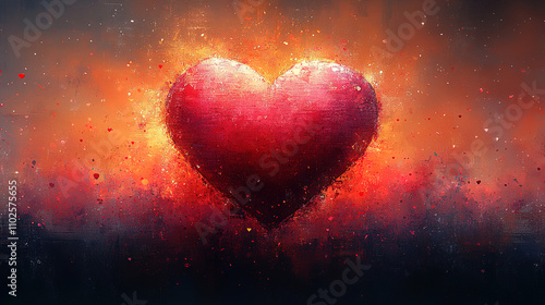 Vibrant heart symbol surrounded by a fiery backdrop representing passion and love in an artistic style. Generative AI