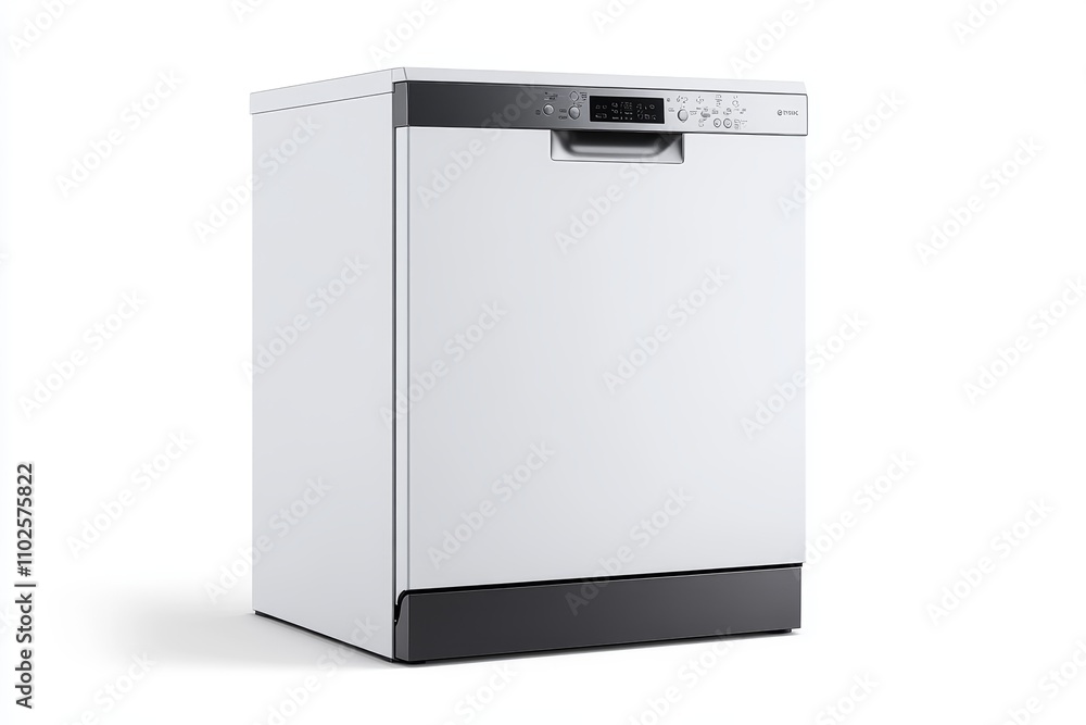 A white dishwasher with a black base A white dishwasher with a black base