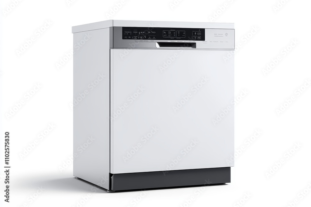 A white dishwasher with a black base A white dishwasher with a black base
