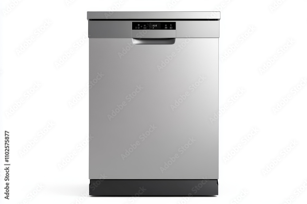 A silver dishwasher with a black base A silver dishwasher with a black base