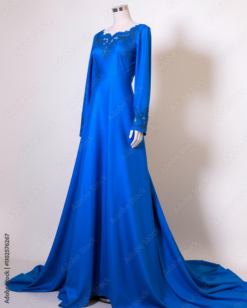 Naklejka premium blue evening dress on a mannequin