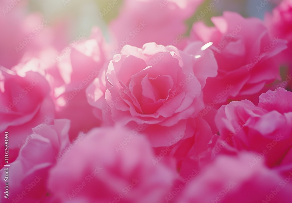 Vibrant Pink Roses in Soft Focus Creating a Romantic Atmosphere, Perfect for Floral Backgrounds, Wedding Decor, or Nature-Themed Designs Vibrant Pink Roses in Soft Focus Creating a Romantic Atmosphere, Perfect for Floral Backgrounds, Wedding Decor, or Nature-Themed Designs