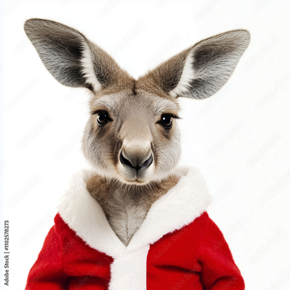 Australian Kangaroo in Santa Suit Illustration Against White Background on a White or Clear Surface PNG Transparent Background Australian Kangaroo in Santa Suit Illustration Against White Background on a White or Clear Surface PNG Transparent Background