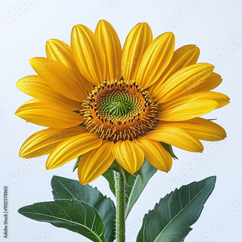 False Sunflower: A Yellow Flower with Thin Petals on White Background photo