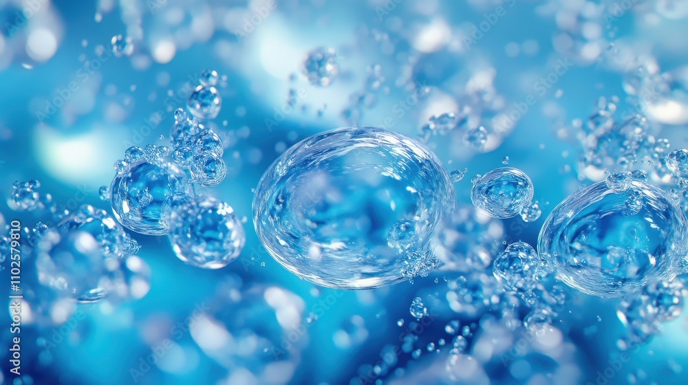 Blue Water Bubbles Floating Underwater Scene Blue Water Bubbles Floating Underwater Scene