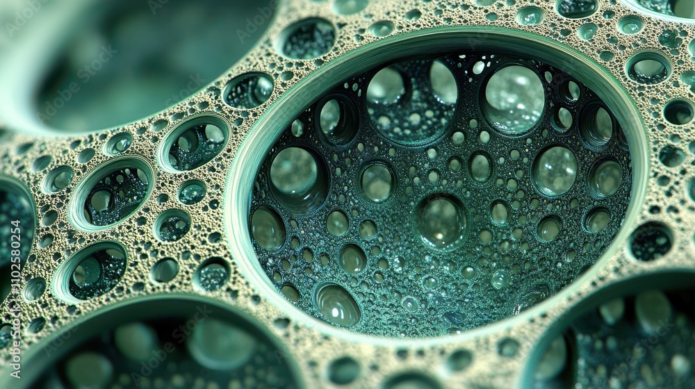 Abstract Green Cellular Structure With Interconnected Cavities Abstract Green Cellular Structure With Interconnected Cavities
