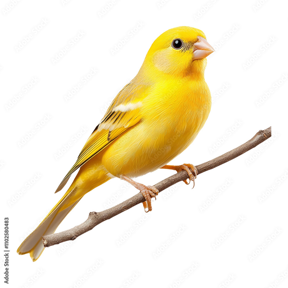 Bright Yellow Bird on Branch with Transparent Background Bright Yellow Bird on Branch with Transparent Background