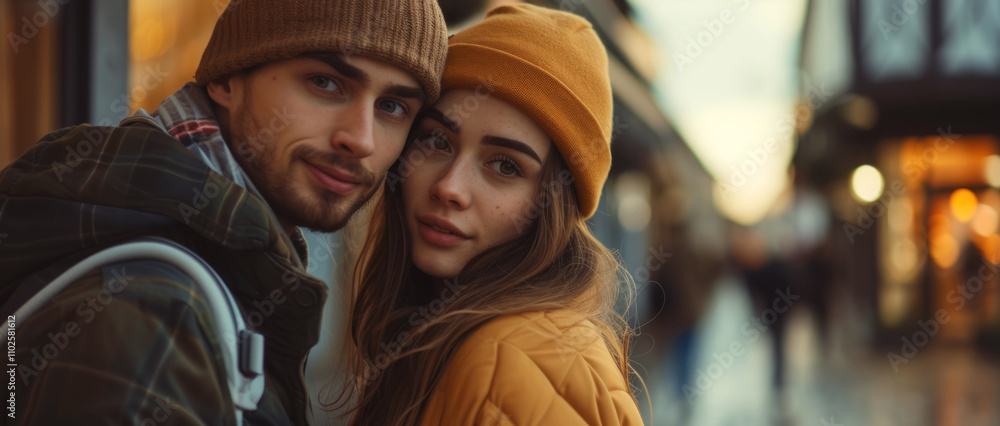 Obraz premium couple in love close-up portrait Generative AI