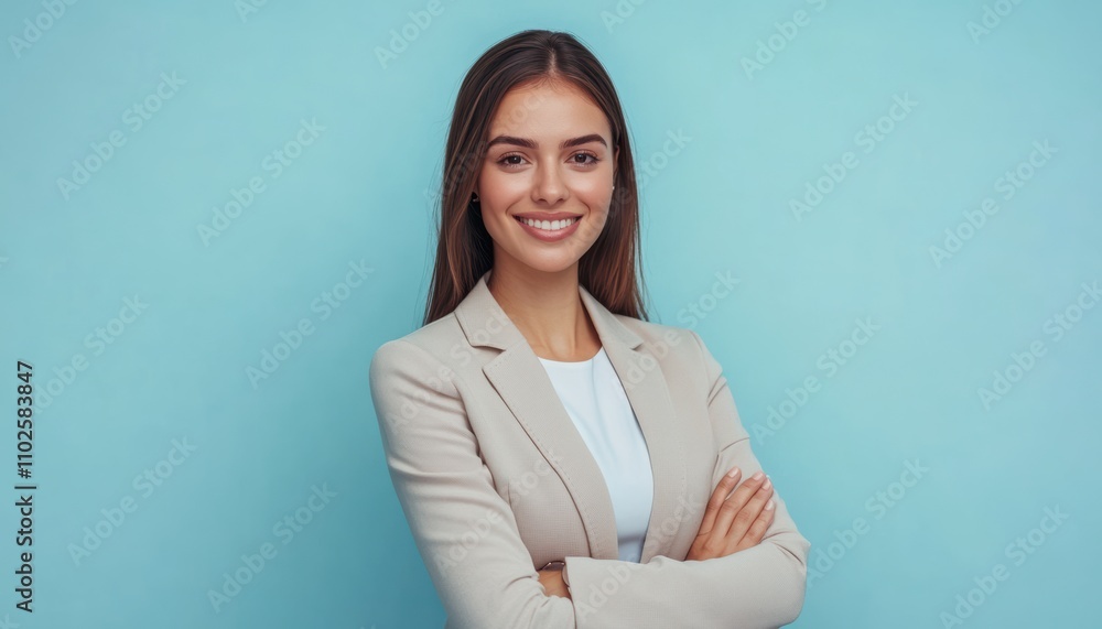 A dark haired professional woman in a blue suit stands confidently against a simple background, radiating warmth and approachability with her genuine smile. A dark haired professional woman in a blue suit stands confidently against a simple background, radiating warmth and approachability with her genuine smile.