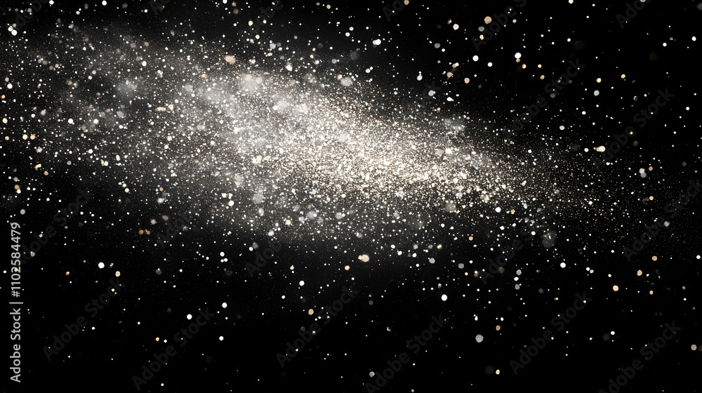 Abstract Glittering Stardust Background, Silver and Gold Particles Shimmering on Black Canvas Abstract Glittering Stardust Background, Silver and Gold Particles Shimmering on Black Canvas