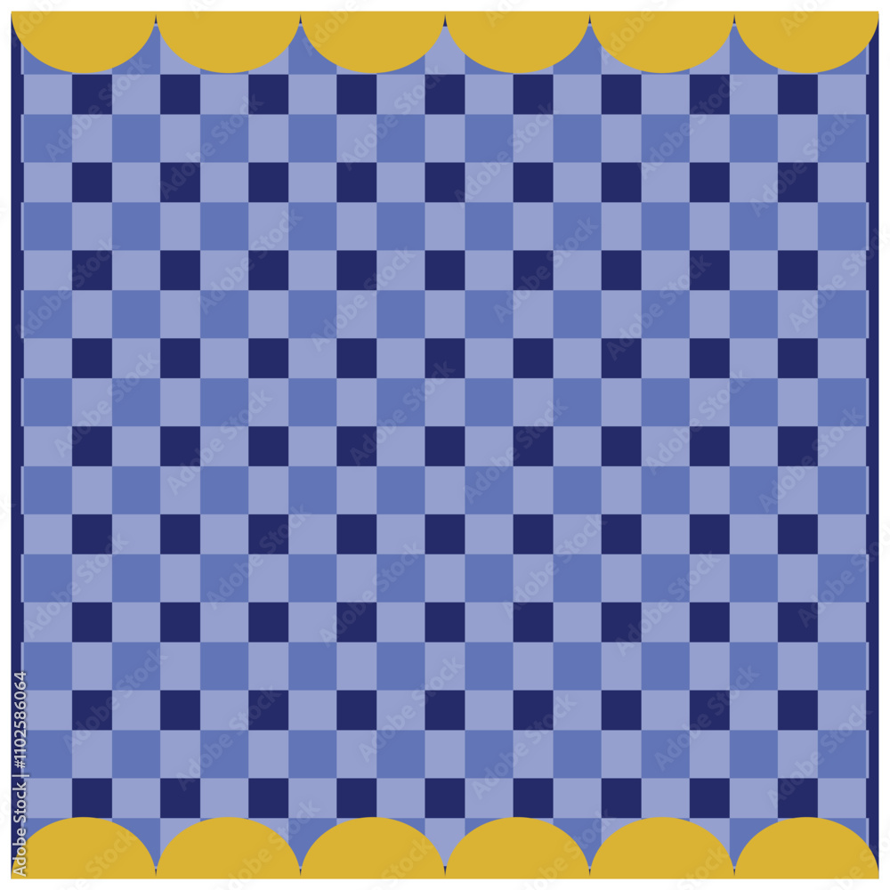 Checkered background. Grid, mesh, lattice, grating with distort, deform effect. Distortion, Geometric pattern with black and white squares. Seamless abstract Brick wall background