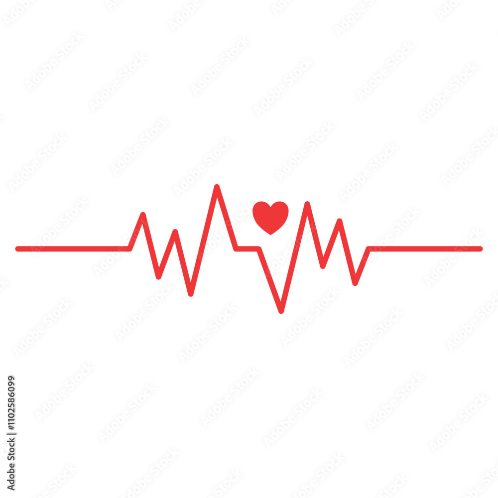 Heart beat pulse line icon. Heartbeat sign. Red symbol on white background. Flat style. Design element illustration health icon Heart beat pulse line icon. Heartbeat sign. Red symbol on white background. Flat style. Design element illustration health icon