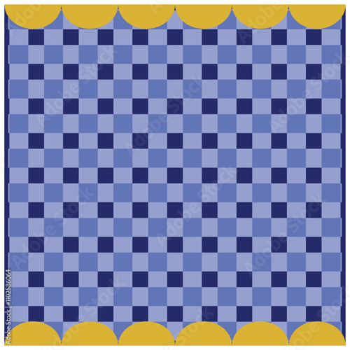 Checkered background. Grid, mesh, lattice, grating with distort, deform effect. Distortion, Geometric pattern with black and white squares. Seamless abstract Brick wall background