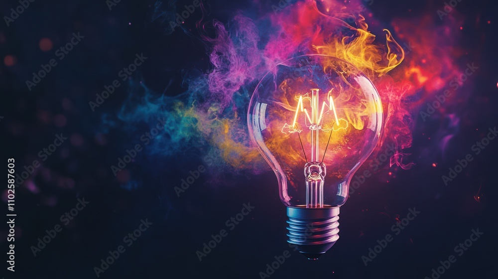 Light Bulb with Colorful Smoke Light Bulb with Colorful Smoke