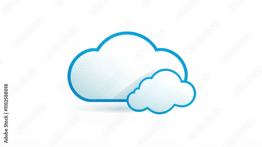 A clean and simple cloud icon with blue outlines isolated on a white background, perfect for digital or web design use. A clean and simple cloud icon with blue outlines isolated on a white background, perfect for digital or web design use.