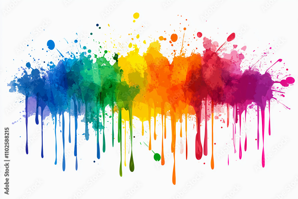 Fototapeta premium Isolated colorful confetti background. Abstract colorful background with lots of paint splashes. Ink drips flowing.