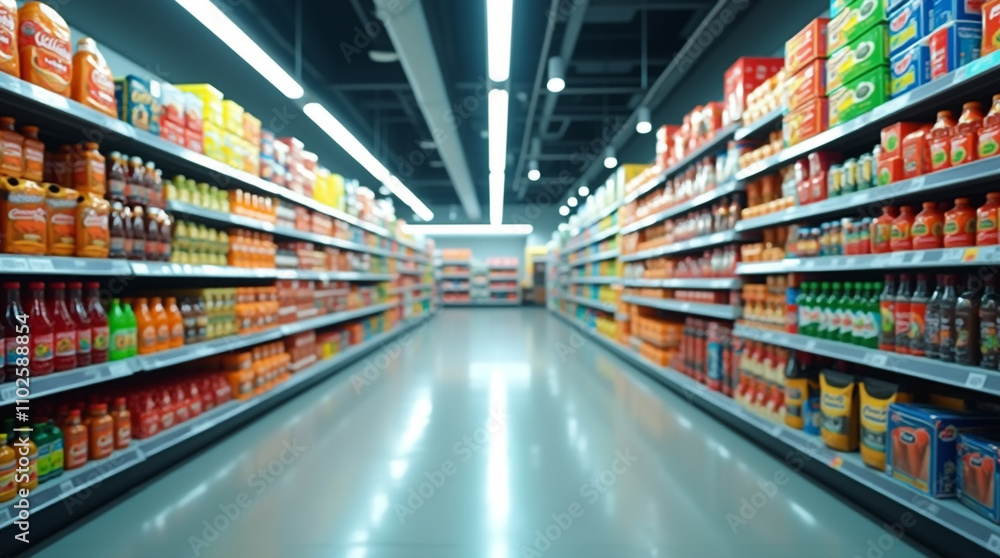 shopping in Supermarket store aisles are filled with a complete selection of food and other products roofs shopping in Supermarket store aisles are filled with a complete selection of food and other products roofs