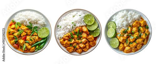 Delicious Chicken Curry with Rice and Lime Slices