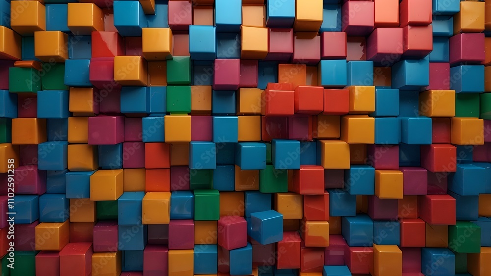 Multi-colored plastic blocks background Generative AI Multi-colored plastic blocks background Generative AI
