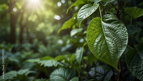 ure of green leaf in garden at summer. Natural green leaves plants using as spring background cover page greenery environment ecology wallpaper Generative AI