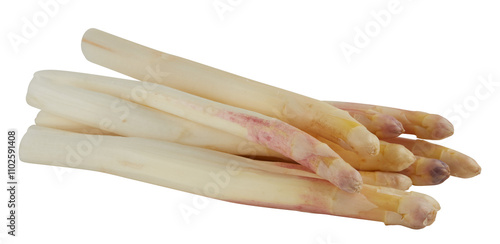 Asparagus, peeled cut out isolated transparent background