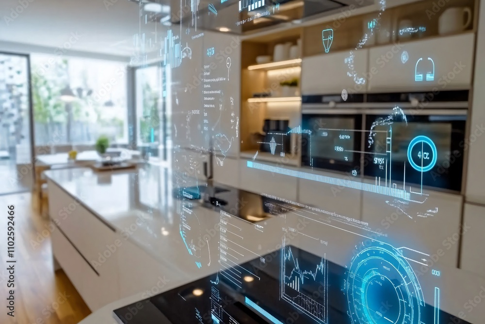 Smart Kitchen Technology with Interactive Display and Modern Design Smart Kitchen Technology with Interactive Display and Modern Design