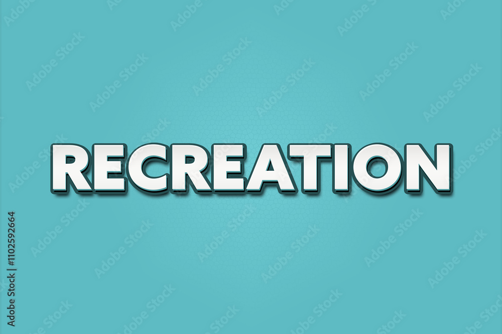 Recreation. A Illustration with white text isolated on light green background. Recreation. A Illustration with white text isolated on light green background.