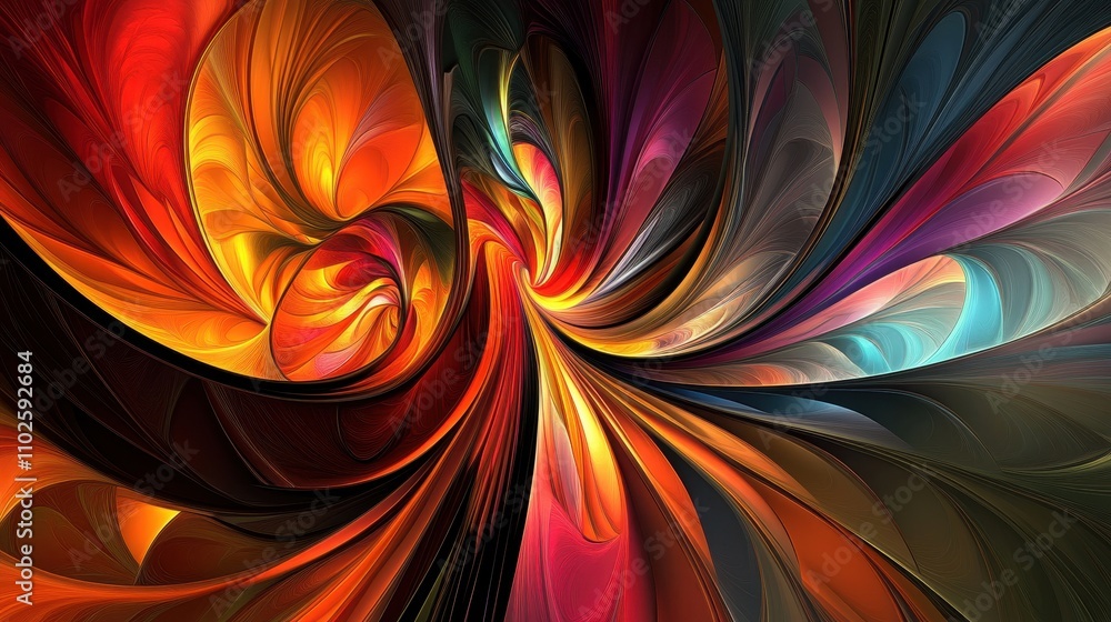 Abstract swirling colorful fractal art design