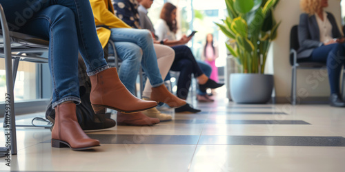 Diverse people waiting their turn in the waiting room Generative AI
