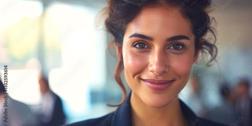 Fototapeta premium Generatportrait of a business woman in a meeting room ive AI