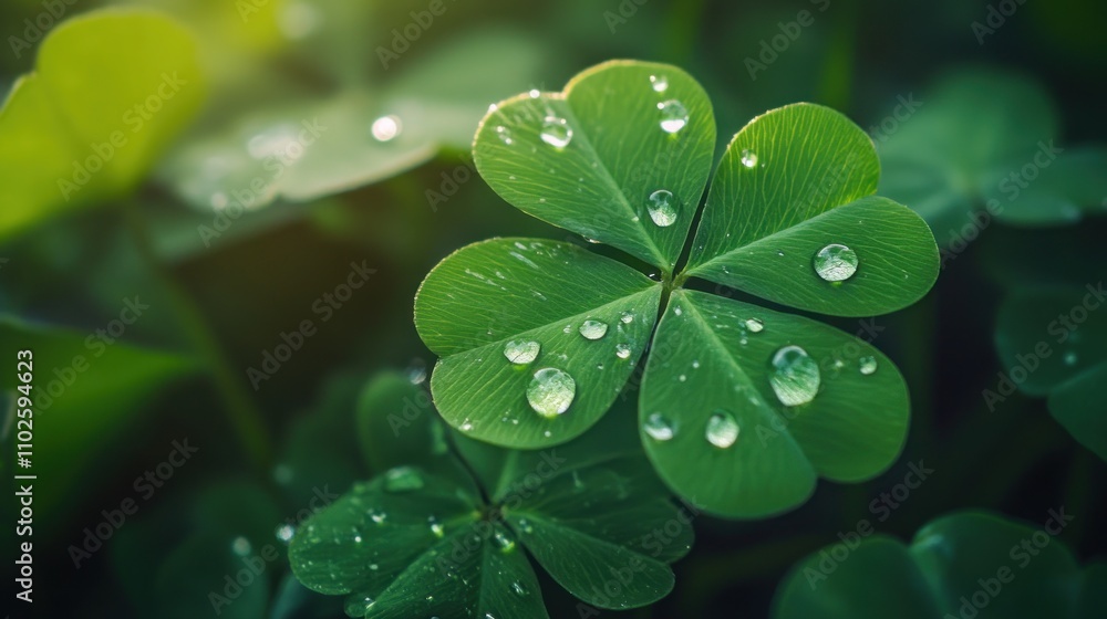 Clover Leaf with Dew Drops Clover Leaf with Dew Drops
