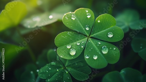 Clover Leaf with Dew Drops