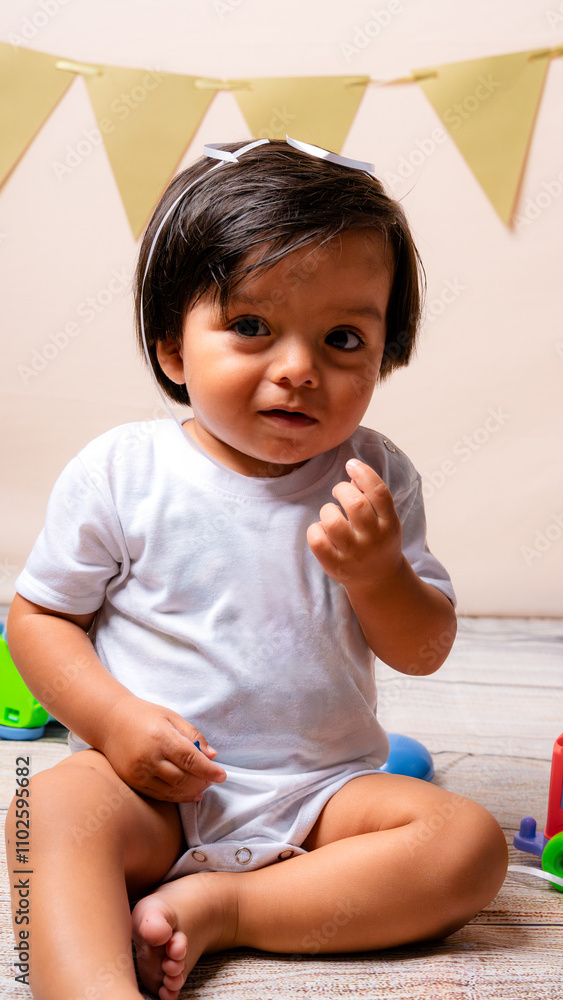Adorable toddler with curious expression in photoshoot Adorable toddler with curious expression in photoshoot