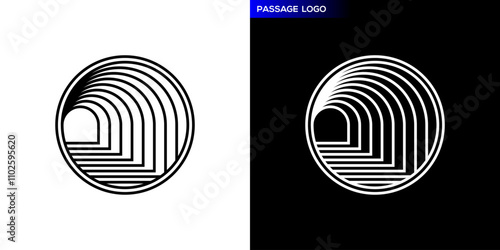 Abstract passage logo. Road, hallway, gate. Icon symbol design template EPS 10.