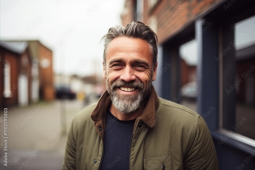 Portrait of a handsome senior man with grey hair and beard smiling outdoors Portrait of a handsome senior man with grey hair and beard smiling outdoors
