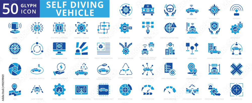Driveability Engine Icon Self-driving vehicle icon set of safety, vehicle, gps, navigation, ai ...