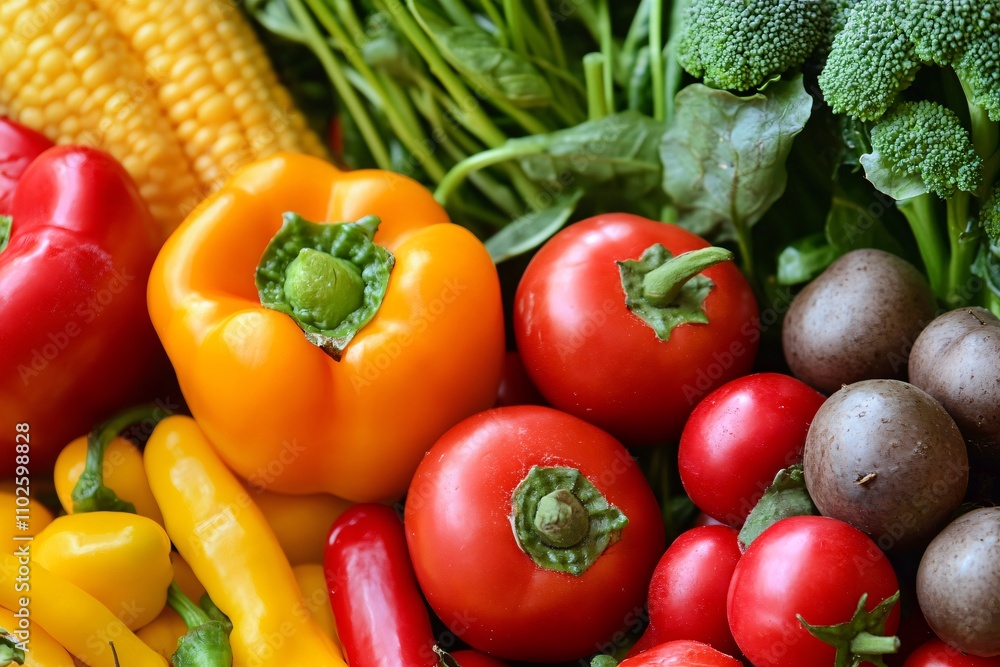 Fresh and Colorful Vegetables in a Basket Arrangement Fresh and Colorful Vegetables in a Basket Arrangement