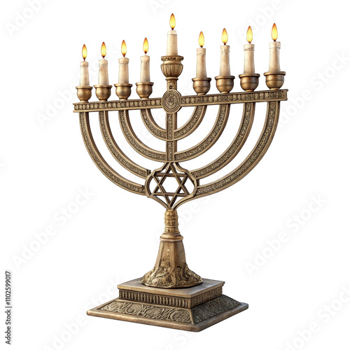 Hanukkah menorah isolated on transparent background photo