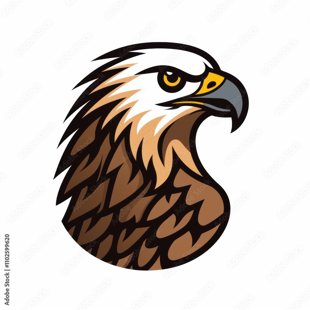 Stylized illustration of a majestic eagle head featuring intricate feather details and a fierce expression, ideal for nature-themed designs and wildlife projects. Stylized illustration of a majestic eagle head featuring intricate feather details and a fierce expression, ideal for nature-themed designs and wildlife projects.
