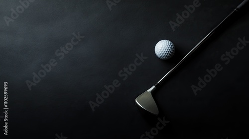 Elegant Golf Club and Ball on Dark Background for Sports Theme
