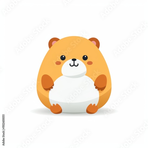 Cute cartoon hamster character with a round body, cheerful expression, and small ears, designed with simple shapes and bright colors for playful decor or educational materials. photo